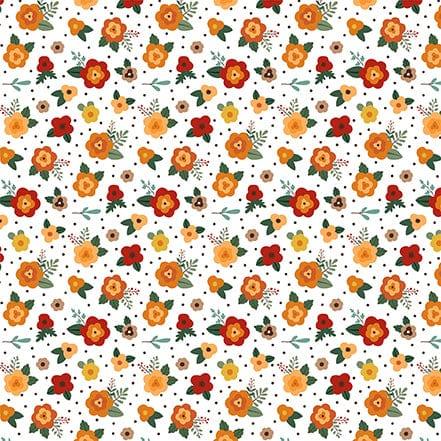 Happy Fall Collection Fresh Fall Flowers 12 x 12 Double-Sided Scrapbook Paper by Echo Park Paper - Scrapbook Supply Companies