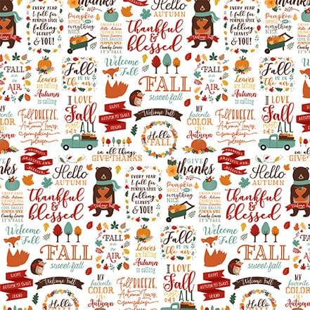 Happy Fall Collection Hello Autumn 12 x 12 Double-Sided Scrapbook Paper by Echo Park Paper - Scrapbook Supply Companies