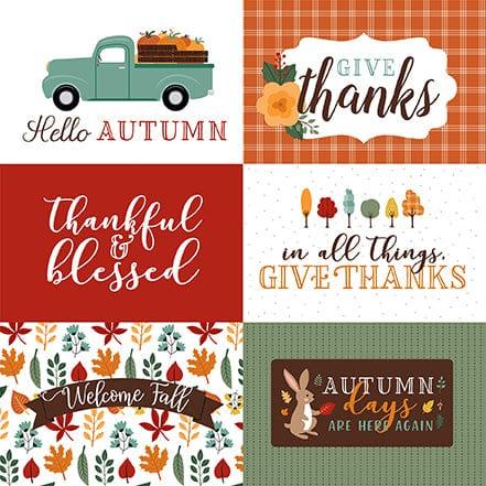 Happy Fall Collection 6 x 4 Journaling Cards 12 x 12 Double-Sided Scrapbook Paper by Echo Park Paper - Scrapbook Supply Companies