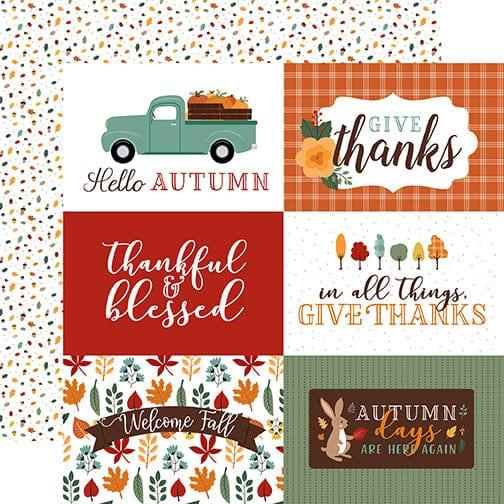 Happy Fall Collection 6 x 4 Journaling Cards 12 x 12 Double-Sided Scrapbook Paper by Echo Park Paper - Scrapbook Supply Companies