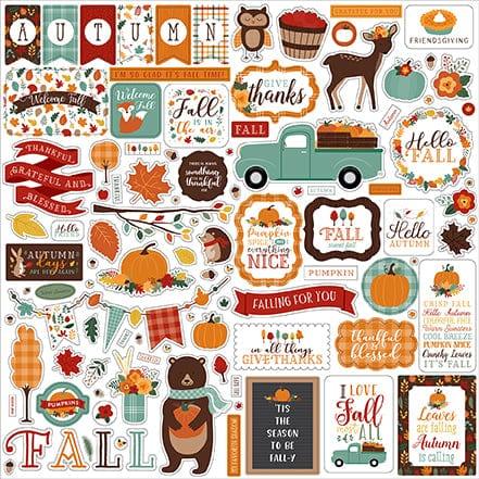 Happy Fall Collection 12 x 12 Scrapbook Sticker Sheet by Echo Park Paper - Scrapbook Supply Companies
