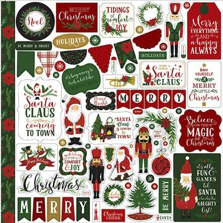 Here Comes Santa Claus Collection 12 x 12 Scrapbook Sticker Sheet by Echo Park Paper - Scrapbook Supply Companies
