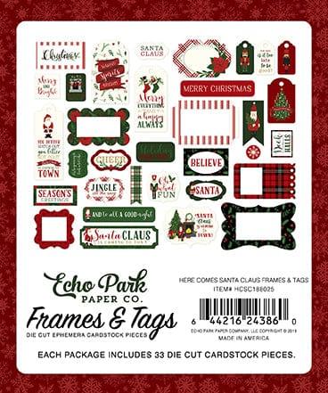 Here Comes Santa Claus Collection 5 x 5 Frames & Tags Die Cut Scrapbook Embellishments by Echo Park Paper - Scrapbook Supply Companies
