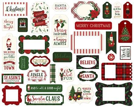 Here Comes Santa Claus Collection 5 x 5 Frames & Tags Die Cut Scrapbook Embellishments by Echo Park Paper - Scrapbook Supply Companies