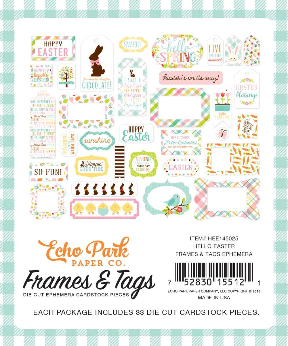 Hello Easter Collection 5 x 5 Frames & Tags Die Cut Scrapbook Embellishments by Echo Park Paper - Scrapbook Supply Companies