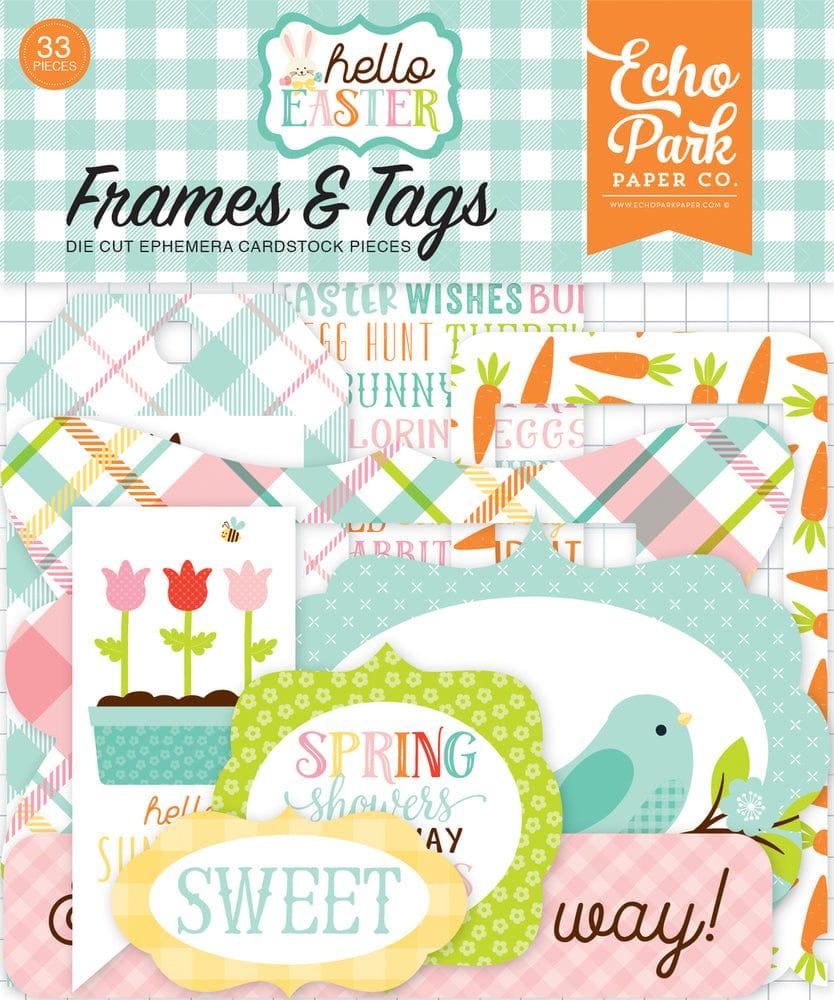 Hello Easter Collection 5 x 5 Frames & Tags Die Cut Scrapbook Embellishments by Echo Park Paper - Scrapbook Supply Companies