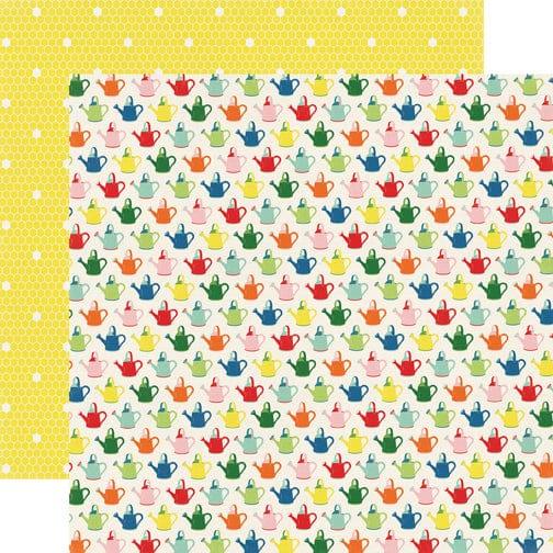 Homegrown Collection Watering Cans 12 x 12 Double-Sided Scrapbook Paper by Echo Park Paper