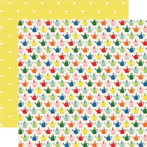 Homegrown Collection Watering Cans 12 x 12 Double-Sided Scrapbook Paper by Echo Park Paper - Scrapbook Supply Companies