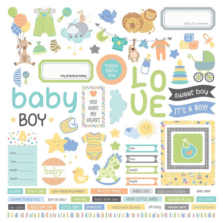 Hush Little Baby Collection Boy 12 x 12 Cardstock Scrapbook Sticker Sheet by Photo Play Paper