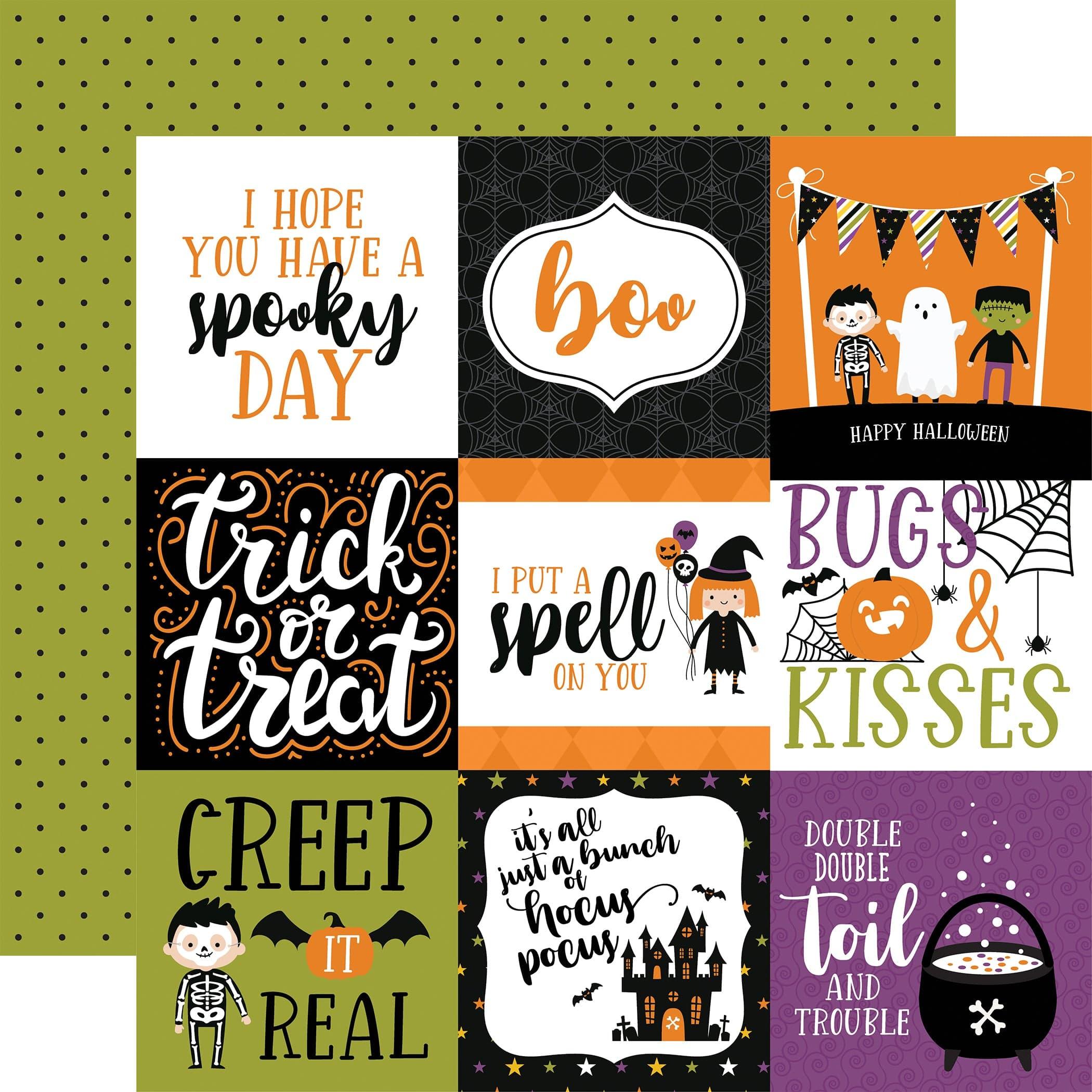 Halloween Magic Collection 4x4 Journaling Cards 12 x 12 Double-Sided Scrapbook Paper by Echo Park Paper