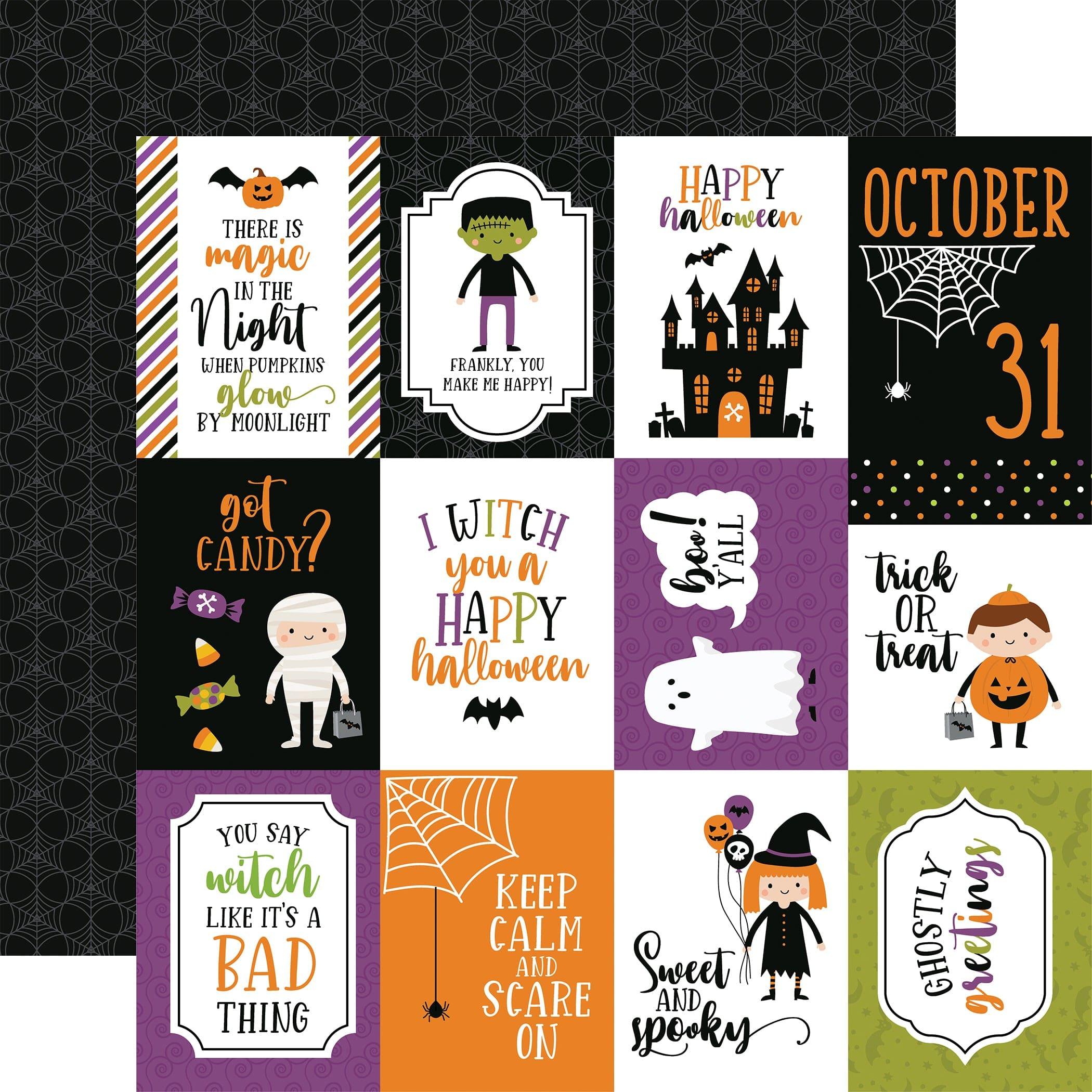 Halloween Magic Collection 3x4 Journaling Cards 12 x 12 Double-Sided Scrapbook Paper by Echo Park Paper