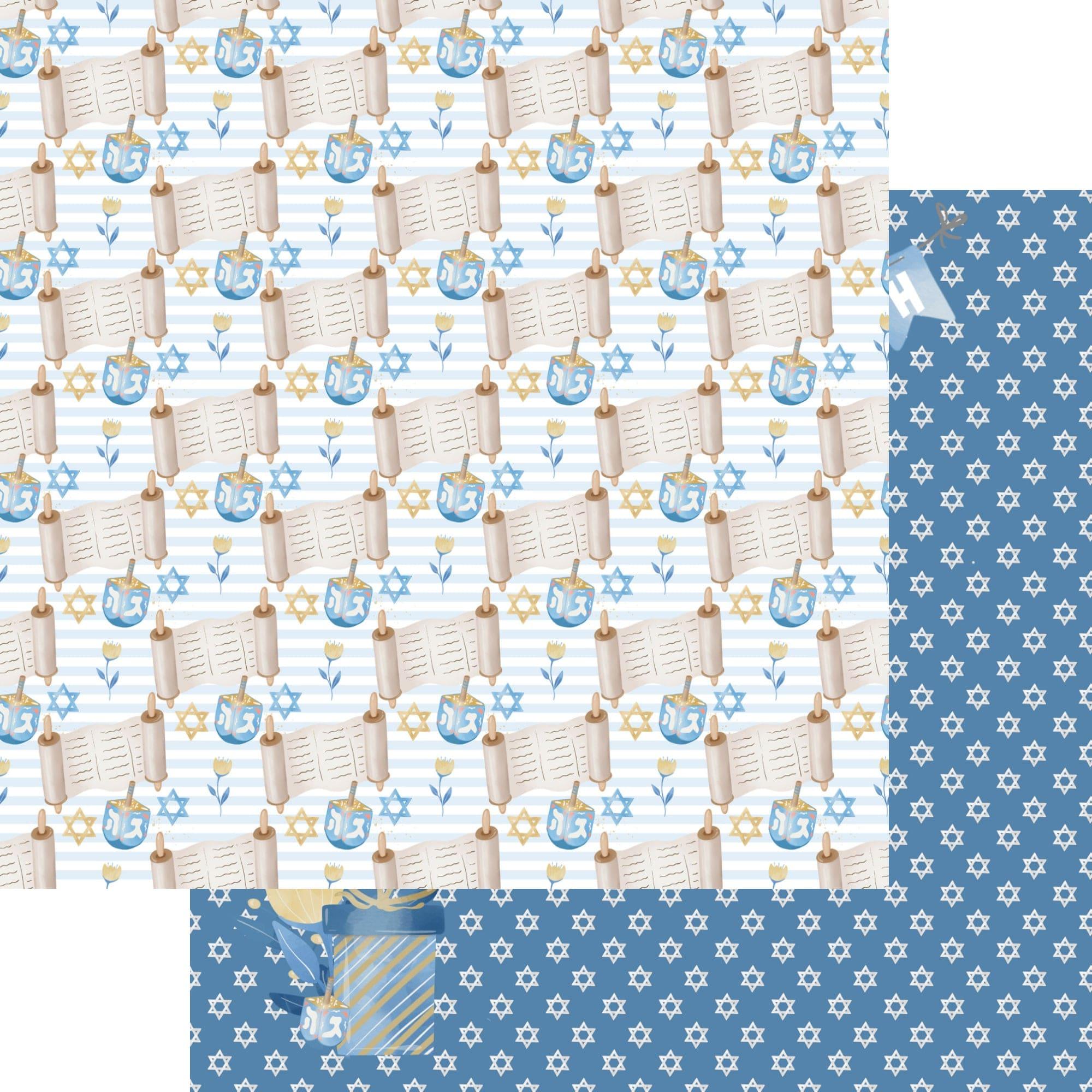 Hanukkah Collection Banner 12 x 12 Double-Sided Scrapbook Paper by SSC Designs