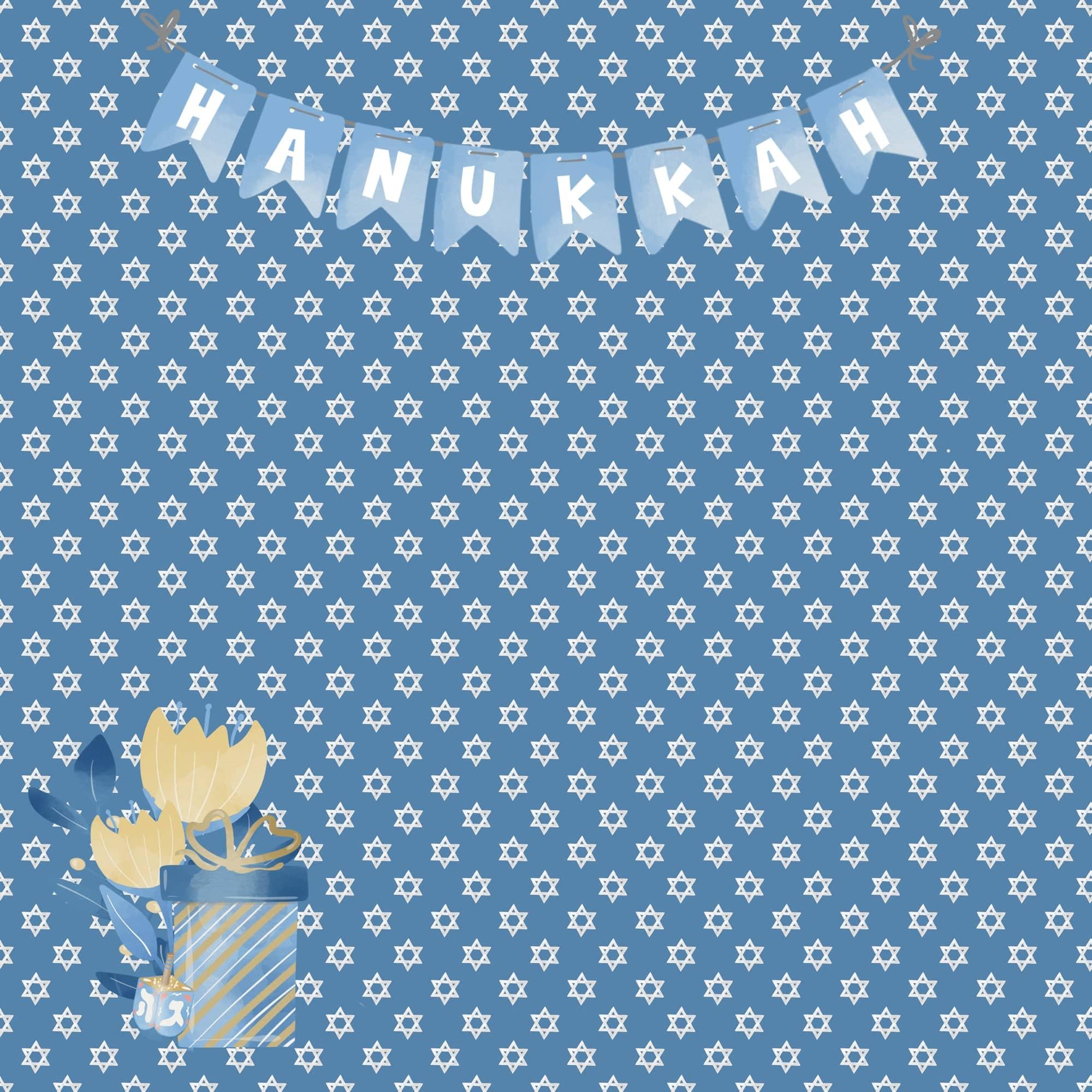 Hanukkah Collection Banner 12 x 12 Double-Sided Scrapbook Paper by SSC Designs - Scrapbook Supply Companies