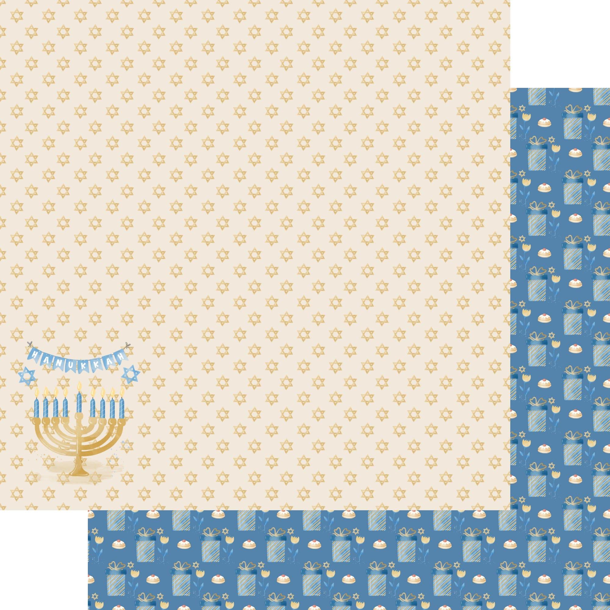 Hanukkah Collection Happy Hanukkah 12 x 12 Double-Sided Scrapbook Paper by SSC Designs