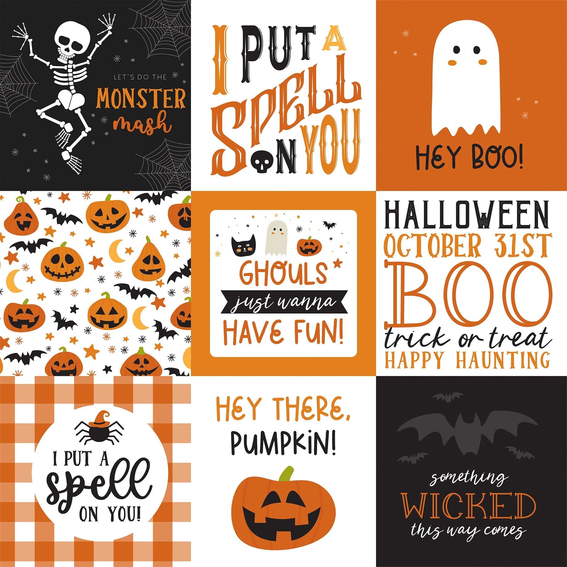 Halloween Party Collection 4 x 4 Journaling Cards 12 x 12 Double-Sided Scrapbook Paper by Echo Park Paper - Scrapbook Supply Companies