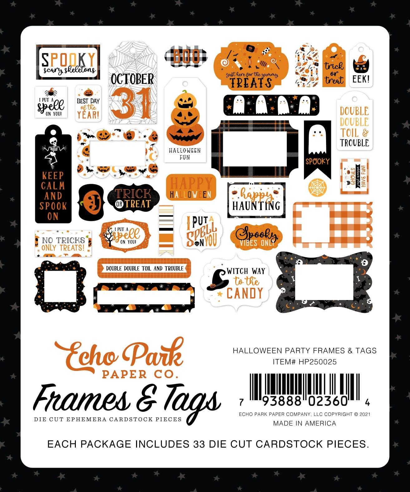 Halloween Party Collection 5 x 5 Scrapbook Tags & Frames Die Cuts by Echo Park Paper - Scrapbook Supply Companies