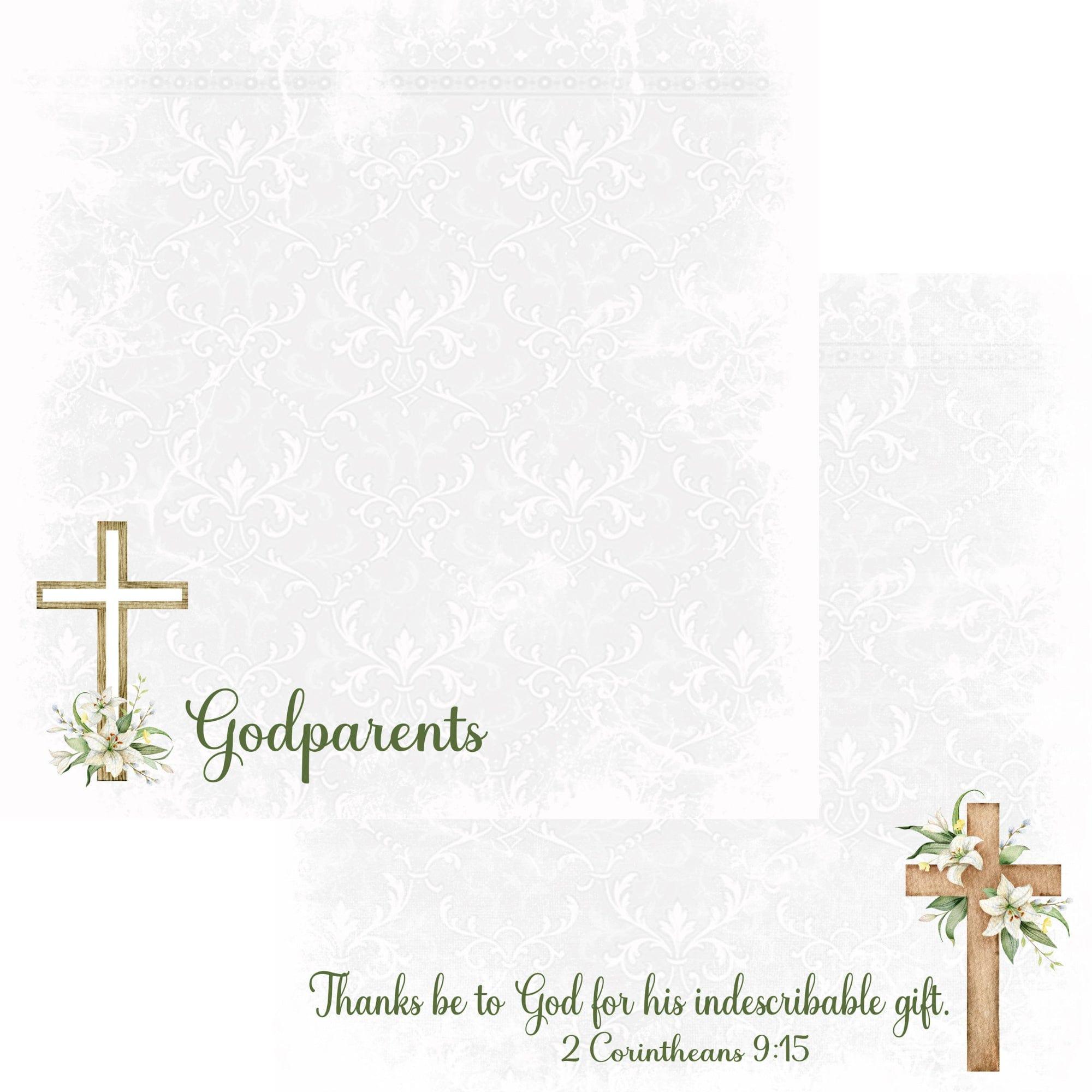 Holy Sacraments Collection Godparents 12 x 12 Double-Sided Scrapbook Paper by SSC Designs