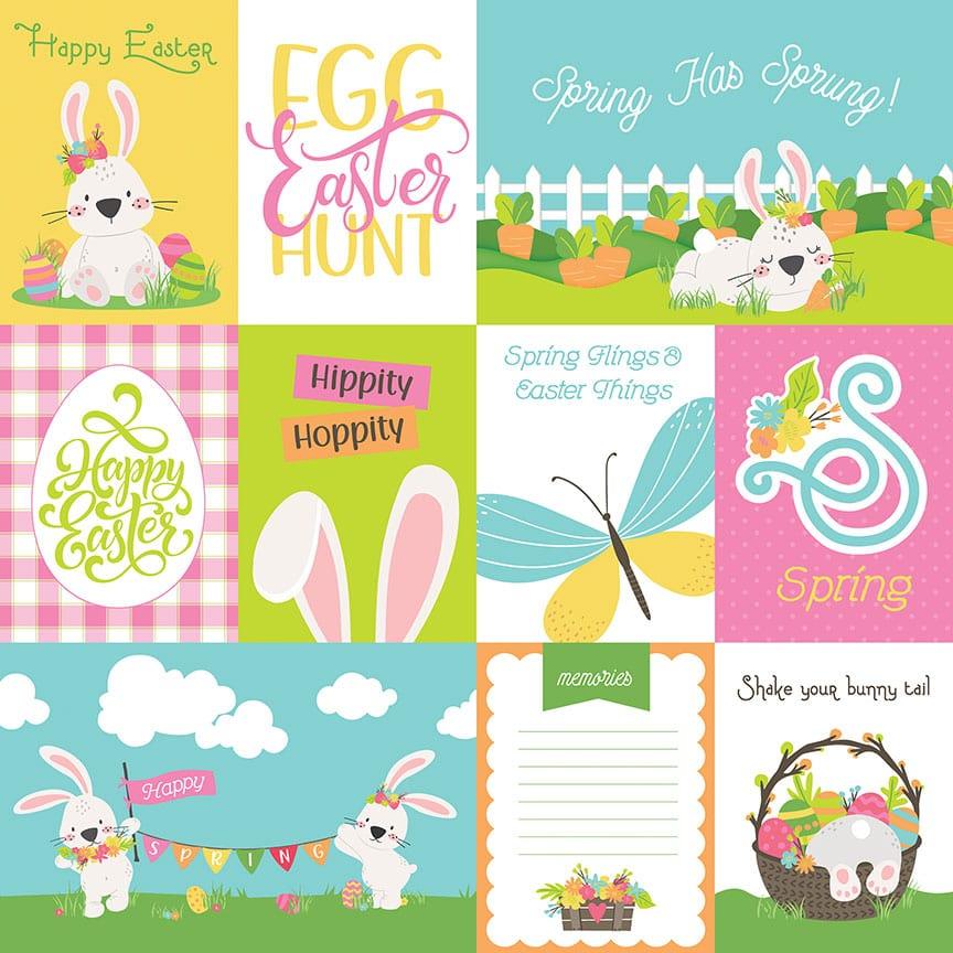 Hop To It Collection Bunny Ears 12 x 12 Double-Sided Scrapbook Paper by Photo Play Paper - Scrapbook Supply Companies