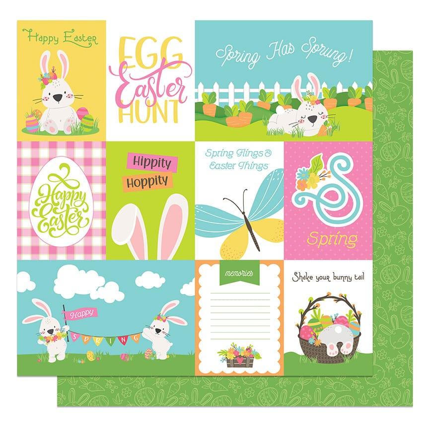 Hop To It Collection Bunny Ears 12 x 12 Double-Sided Scrapbook Paper by Photo Play Paper - Scrapbook Supply Companies
