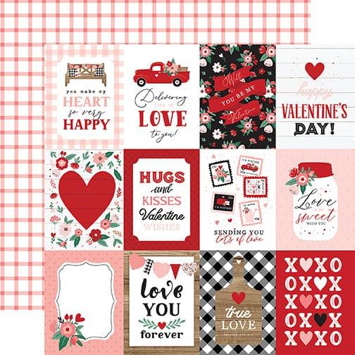 Hello Valentine Collection 3 x 4 Journaling Cards 12 x 12 Double-Sided Scrapbook Paper by Echo Park Paper - Scrapbook Supply Companies