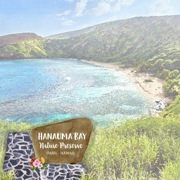 National Park Collection Hawaii Nature Preserve Hanauma Bay 12 x 12 Double-Sided Scrapbook Paper by Scrapbook Customs - Scrapbook Supply Companies