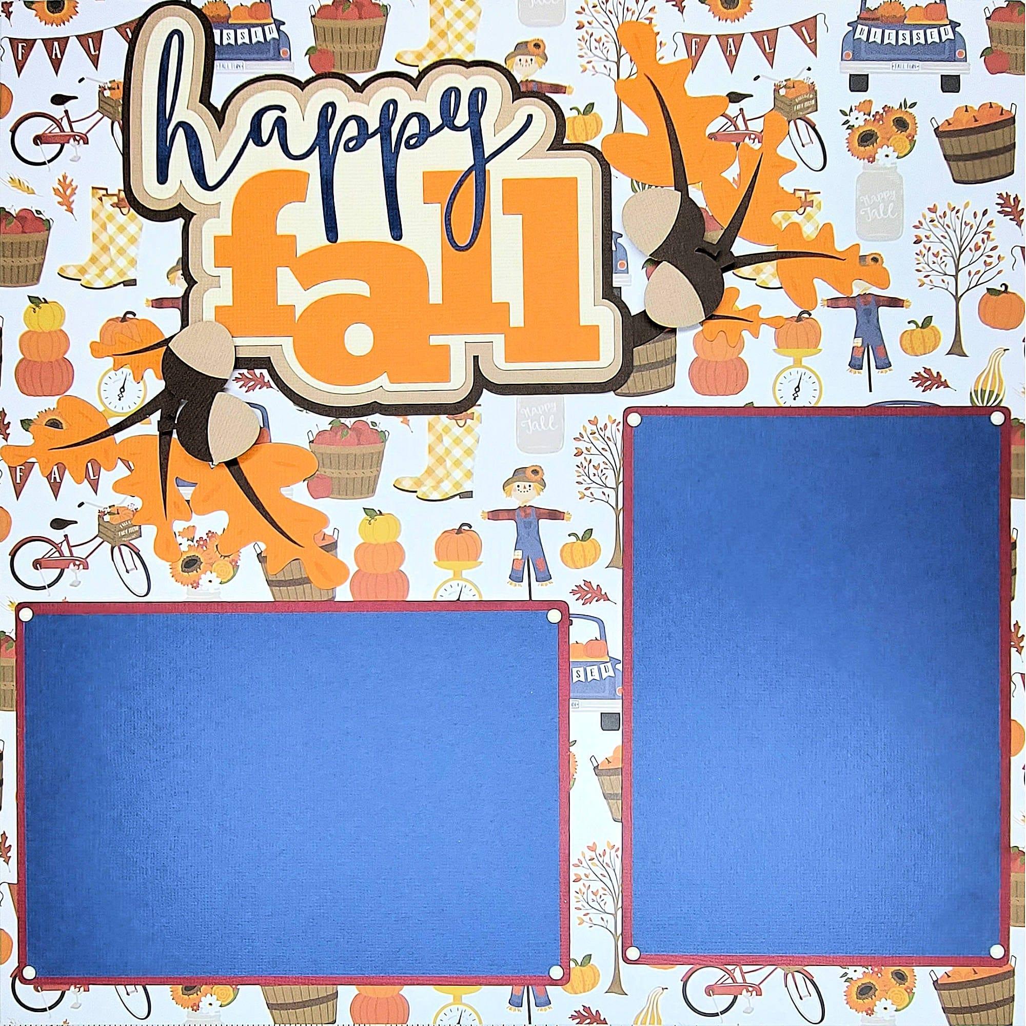 Happy Fall Pre-Made Embellished Two-Page 12 x 12 Scrapbook Premade by SSC Laser Designs - Scrapbook Supply Companies