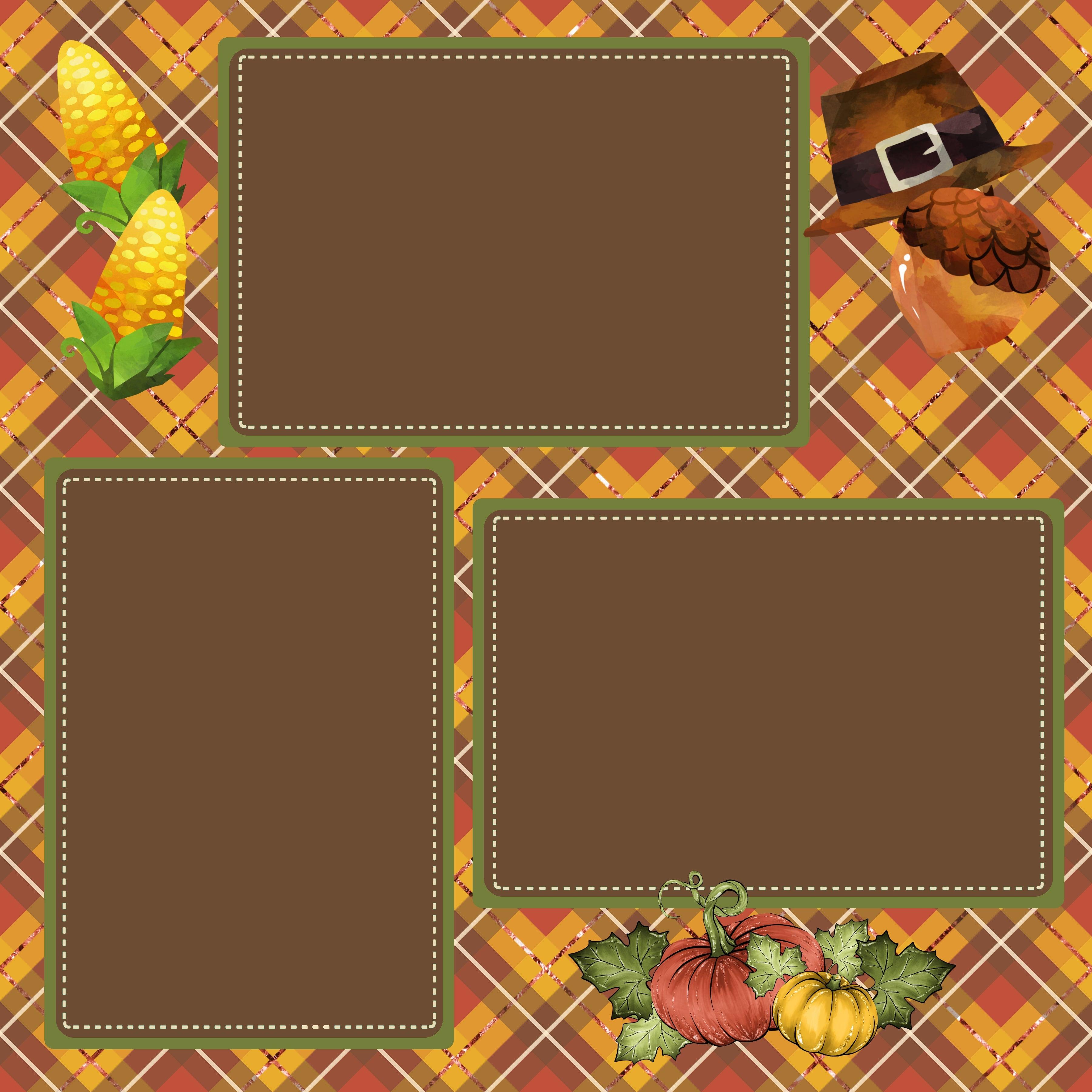 Always Something To Be Thankful For Thanksgiving (2) - 12 x 12 Premade, Printed Scrapbook Pages by SSC Designs - Scrapbook Supply Companies