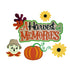 Harvest of Memories 4.5 x 11 Title, Scarecrow, Pumpkin, Sunflower, Leaves 5-Piece Set Fully-Assembled Laser Cut Scrapbook Embellishment by SSC Laser Designs