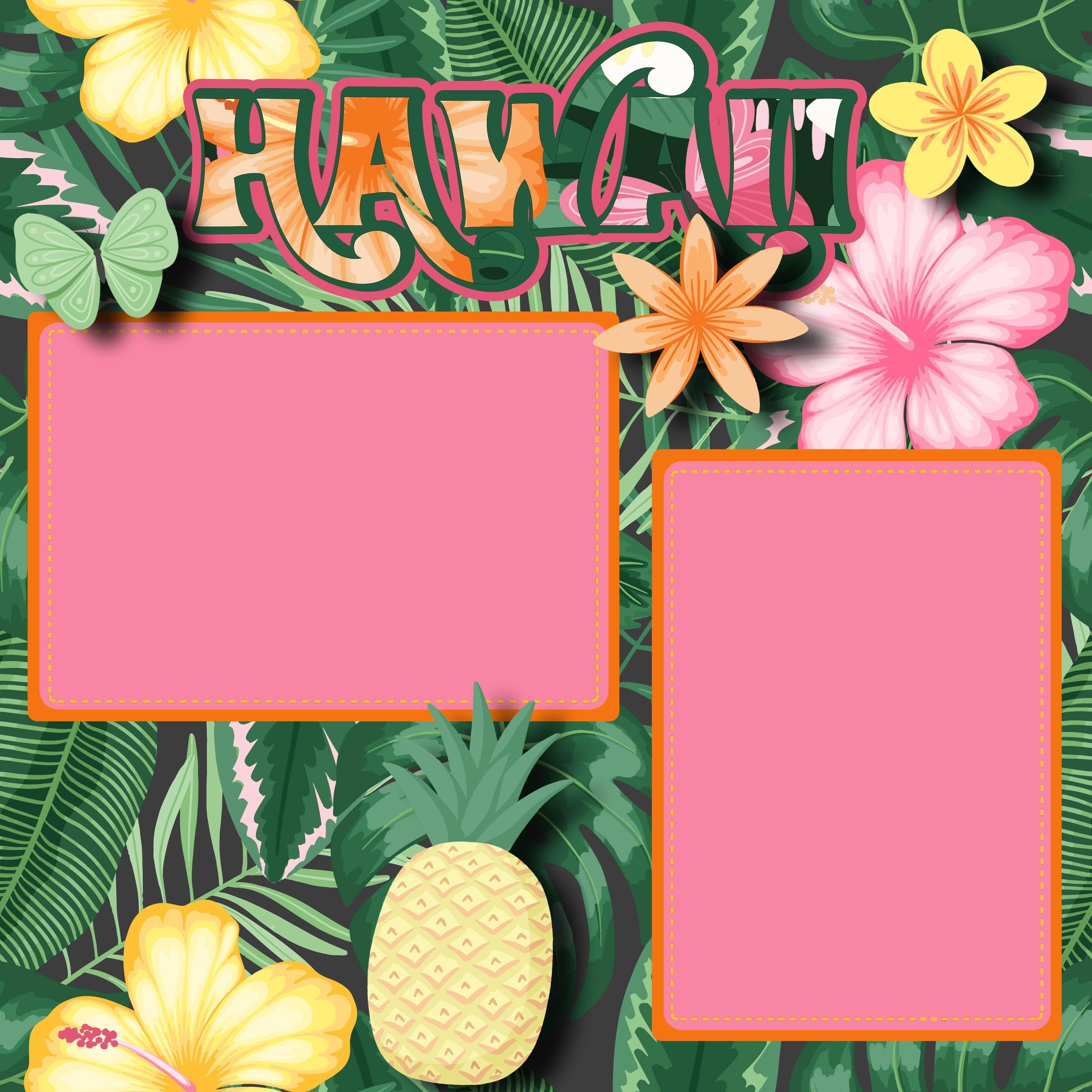 Hawaii Tropical Hibiscus (2) - 12 x 12 Premade, Printed Scrapbook Pages by SSC Designs - Scrapbook Supply Companies