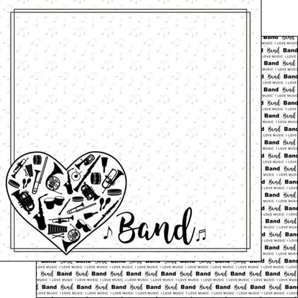 Musical Note Collection Band Instruments In Heart 12 x 12 Double-Sided Scrapbook Paper By Scrapbook Customs - Scrapbook Supply Companies