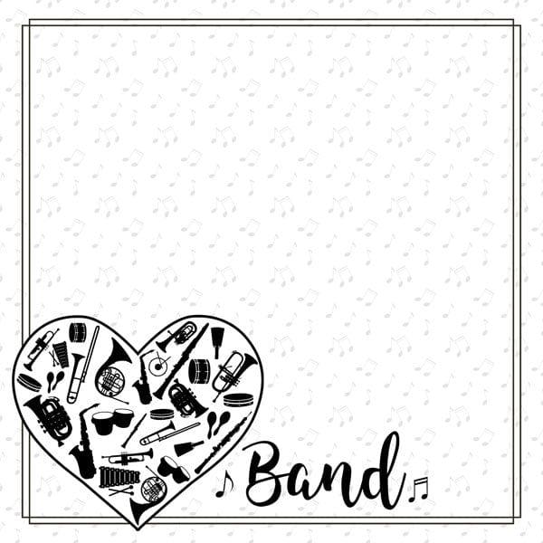 Musical Note Collection Band Instruments In Heart 12 x 12 Double-Sided Scrapbook Paper By Scrapbook Customs - Scrapbook Supply Companies