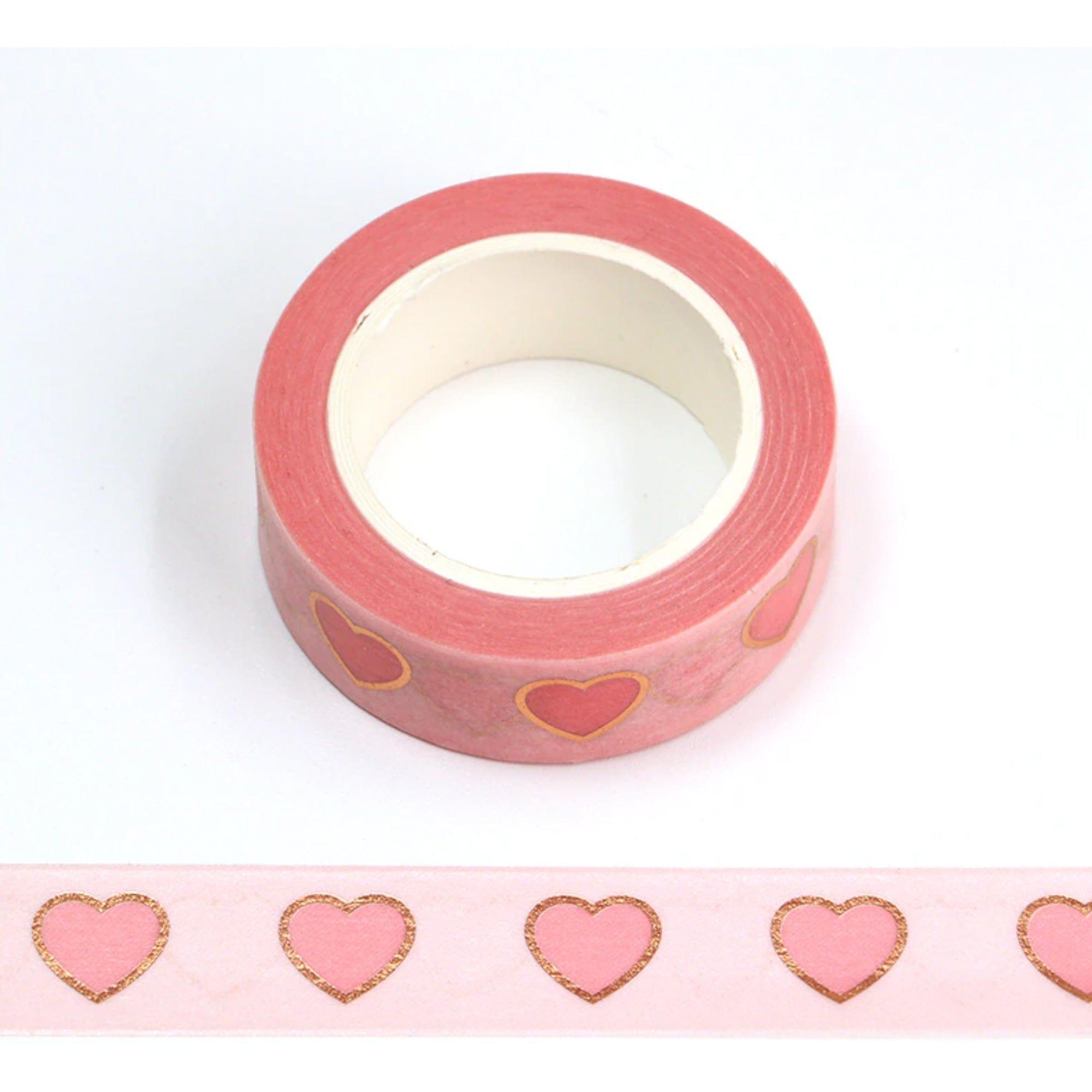 SSC Designs | Pink Hearts Gold Foiled Scrapbook Washi Tape