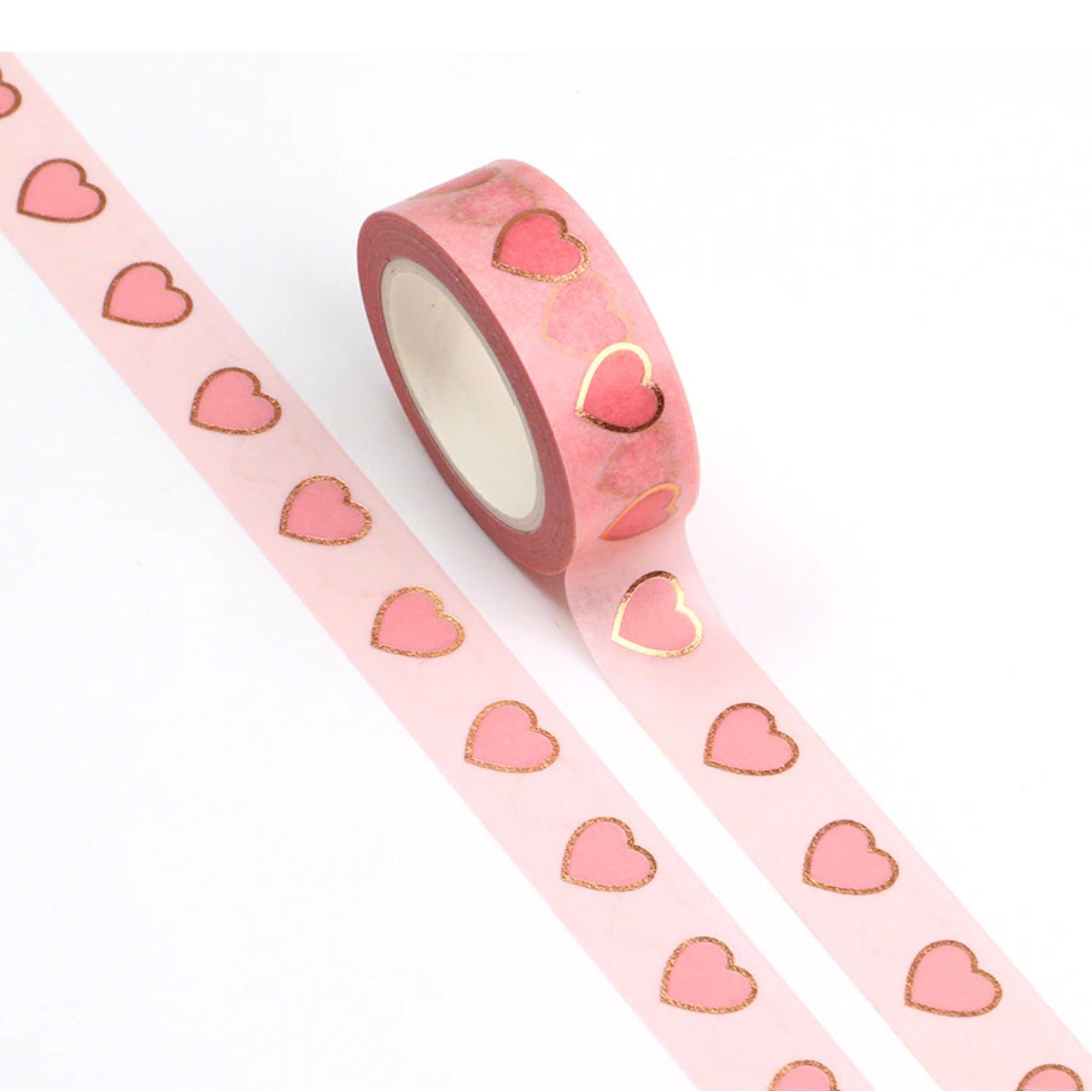 TW Collection Pink Hearts Gold Foiled Washi Tape by SSC Designs - 15mm x 21 Feet