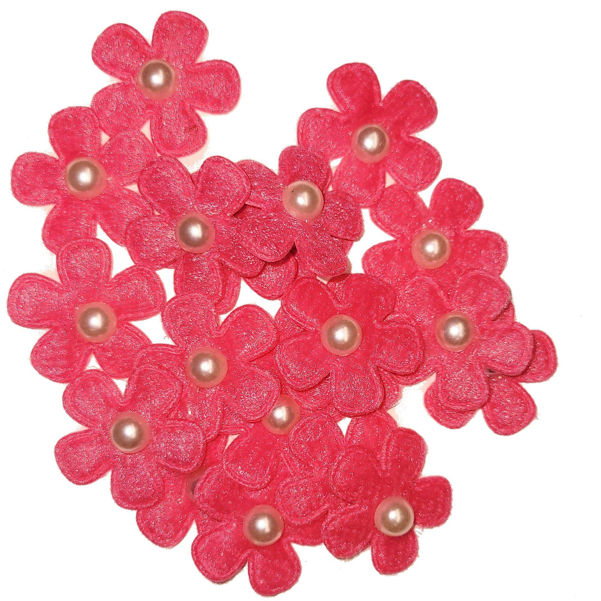 Pearl Petals Collection Hot Pink 1" Fabric Flowers with Pearl - Pkg. of 20