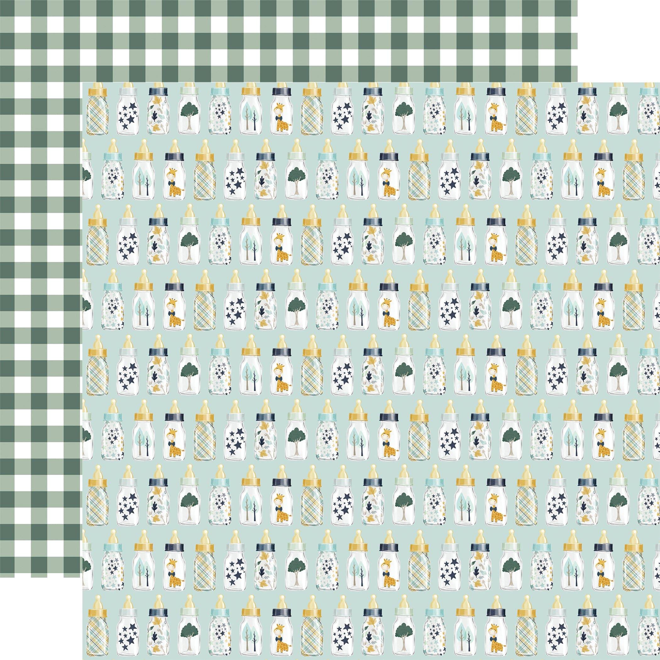 It's A Boy Collection Boy Baby Bottles 12 x 12 Double-Sided Scrapbook Paper by Echo Park Paper