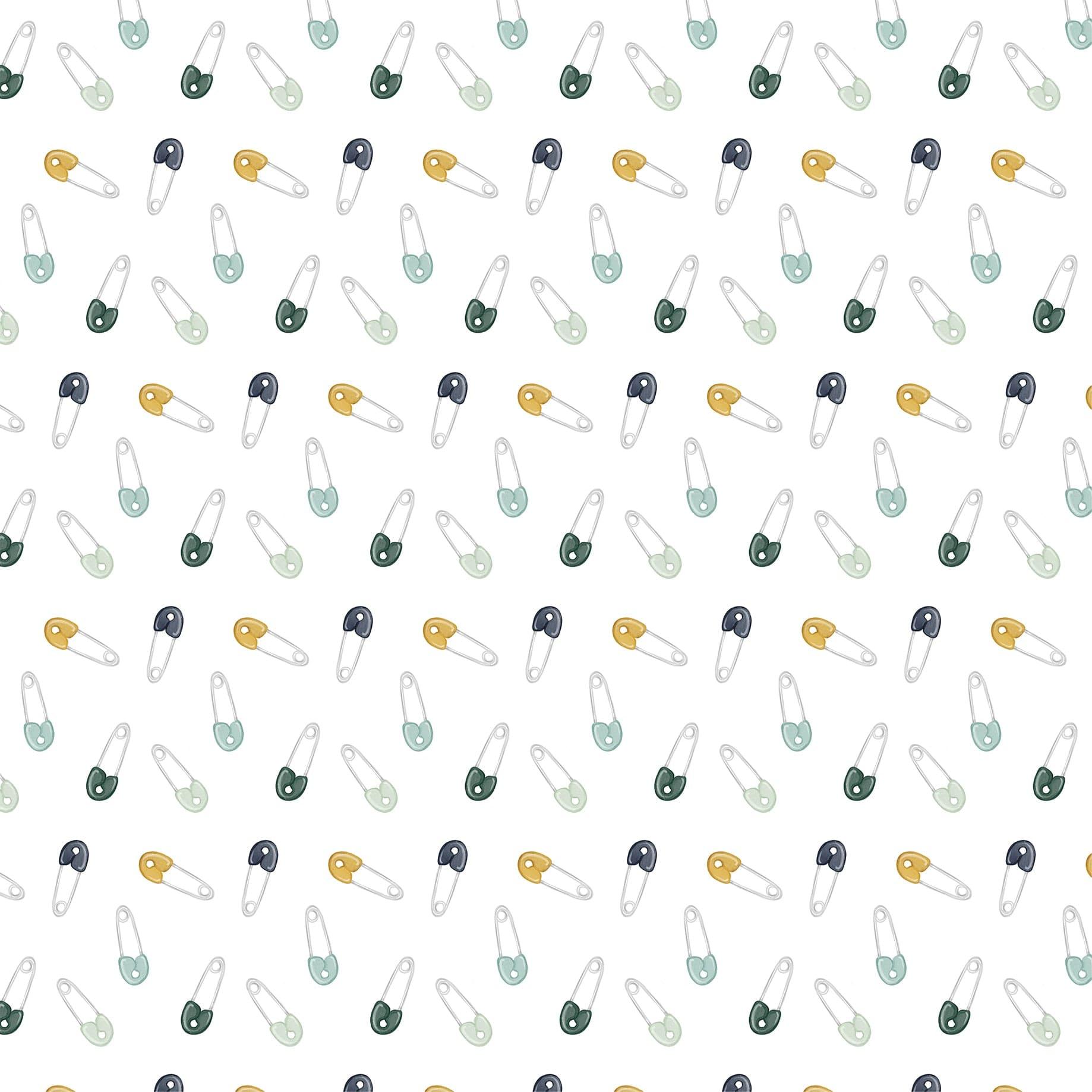 It's A Boy Collection Diaper Pins 12 x 12 Double-Sided Scrapbook Paper by Echo Park Paper - Scrapbook Supply Companies