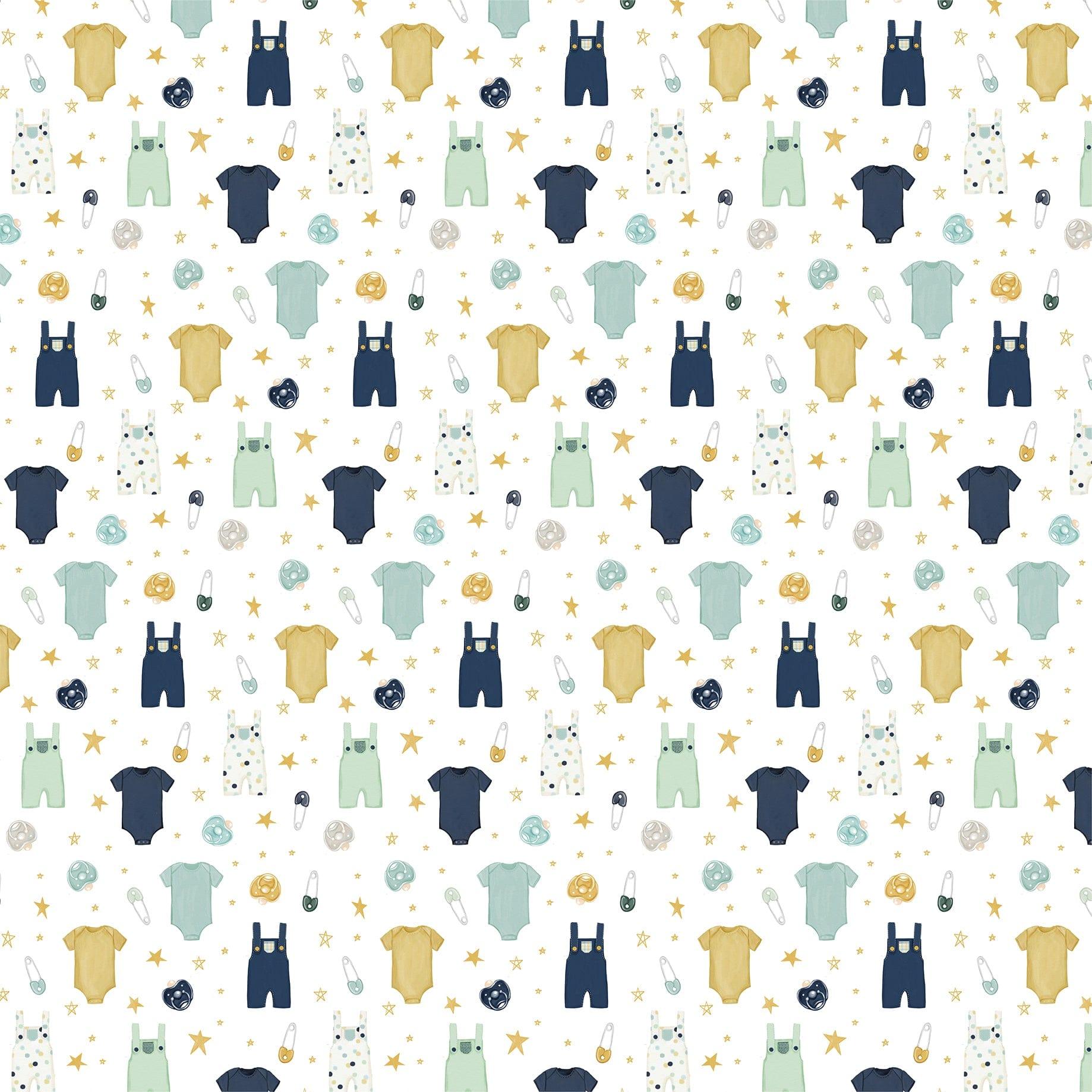 It's A Boy Collection Outfits and Overalls 12 x 12 Double-Sided Scrapbook Paper by Echo Park Paper - Scrapbook Supply Companies