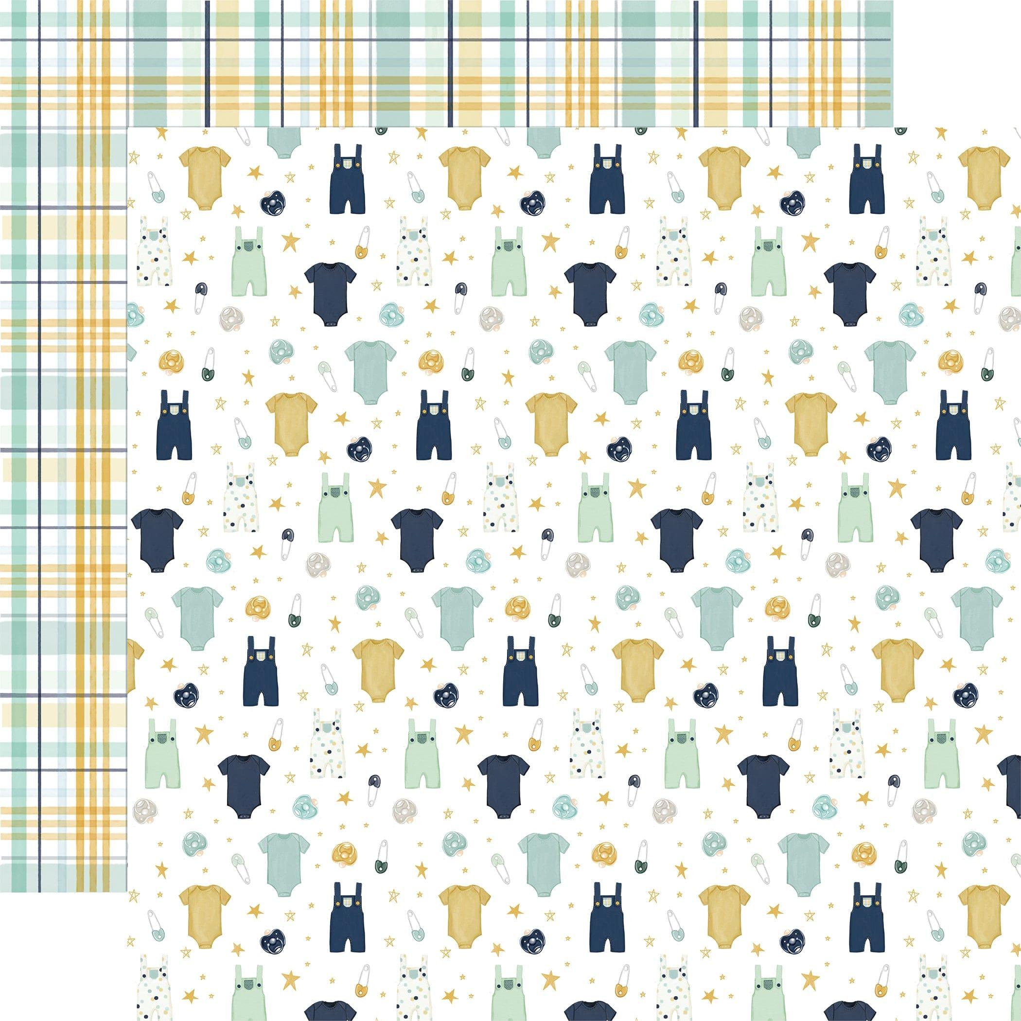 It's A Boy Collection Outfits and Overalls 12 x 12 Double-Sided Scrapbook Paper by Echo Park Paper - Scrapbook Supply Companies