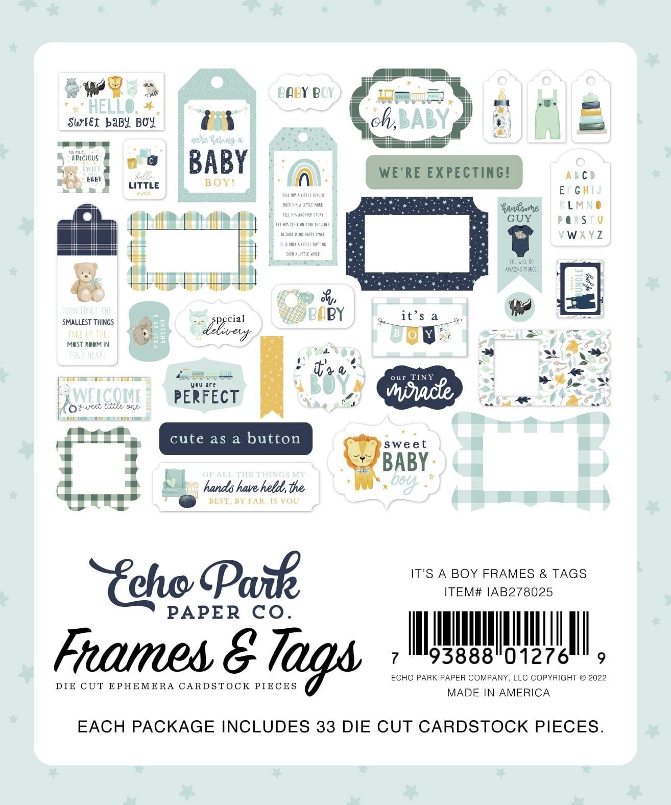 It's A Boy Collection 5 x 5 Scrapbook Tags & Frames Die Cuts by Echo Park Paper - Scrapbook Supply Companies