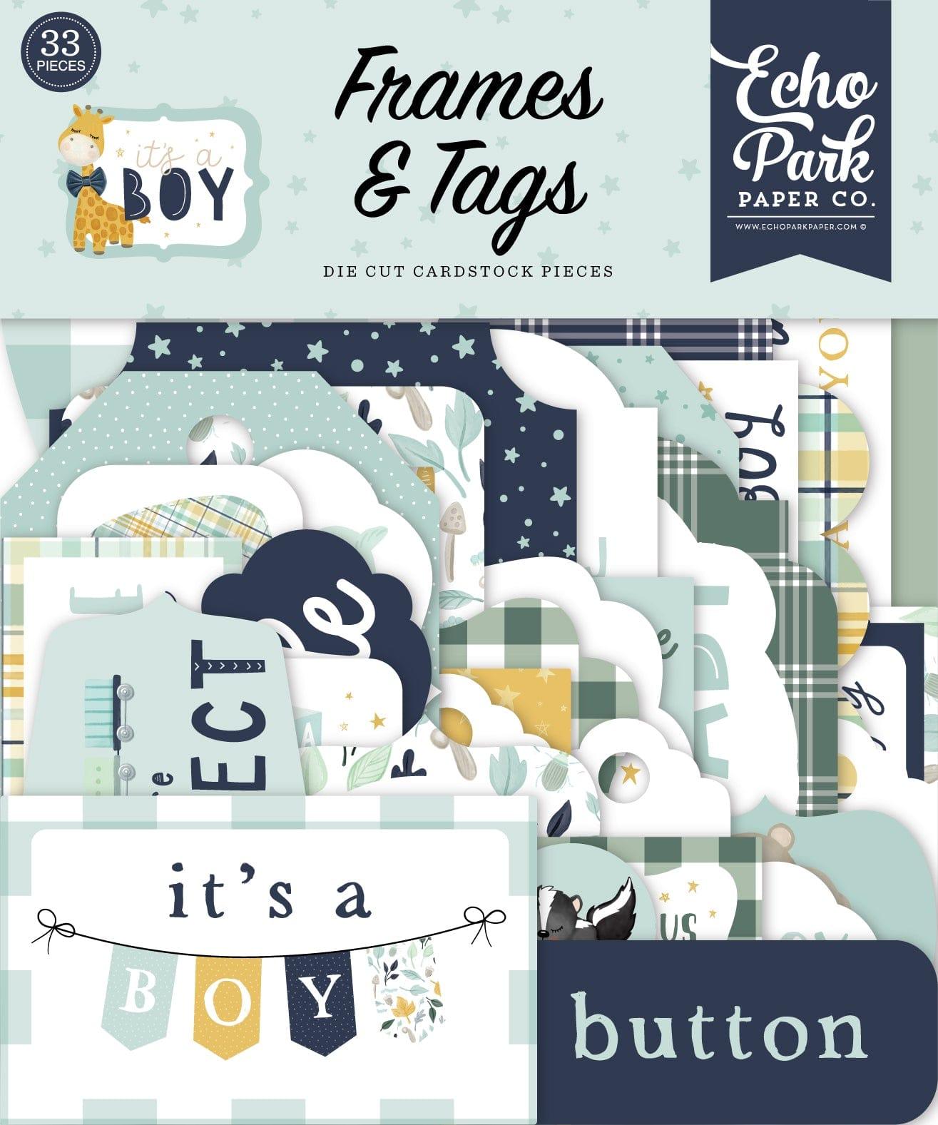 It's A Boy Collection 5 x 5 Scrapbook Tags & Frames Die Cuts by Echo Park Paper - Scrapbook Supply Companies