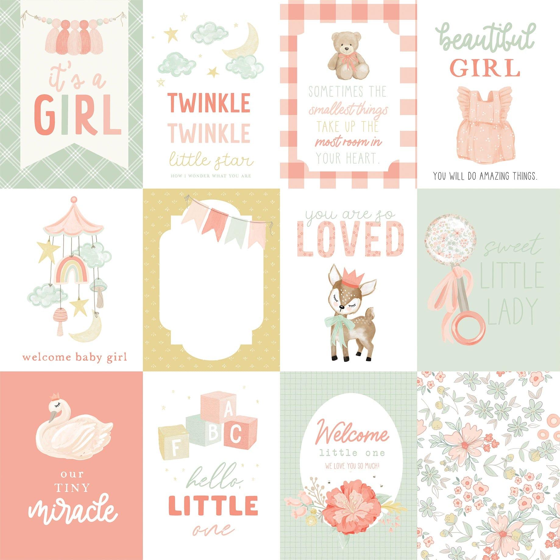 It's A Girl Collection 3 x 4 Journaling Cards 12 x 12 Double-Sided Scrapbook Paper by Echo Park Paper - Scrapbook Supply Companies