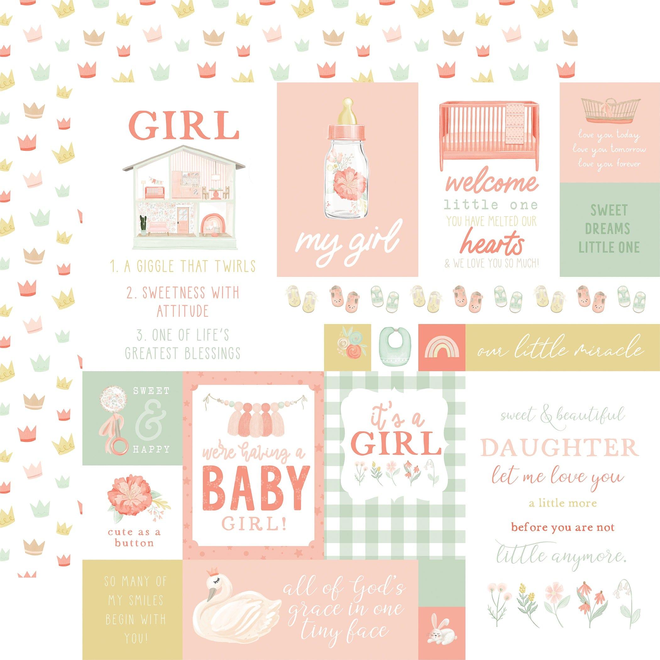 It's a Girl Collection 12 x 12 Double-Sided Scrapbook Paper Kit & Sticker Sheet by Echo Park Paper - 13 Pieces - Scrapbook Supply Companies