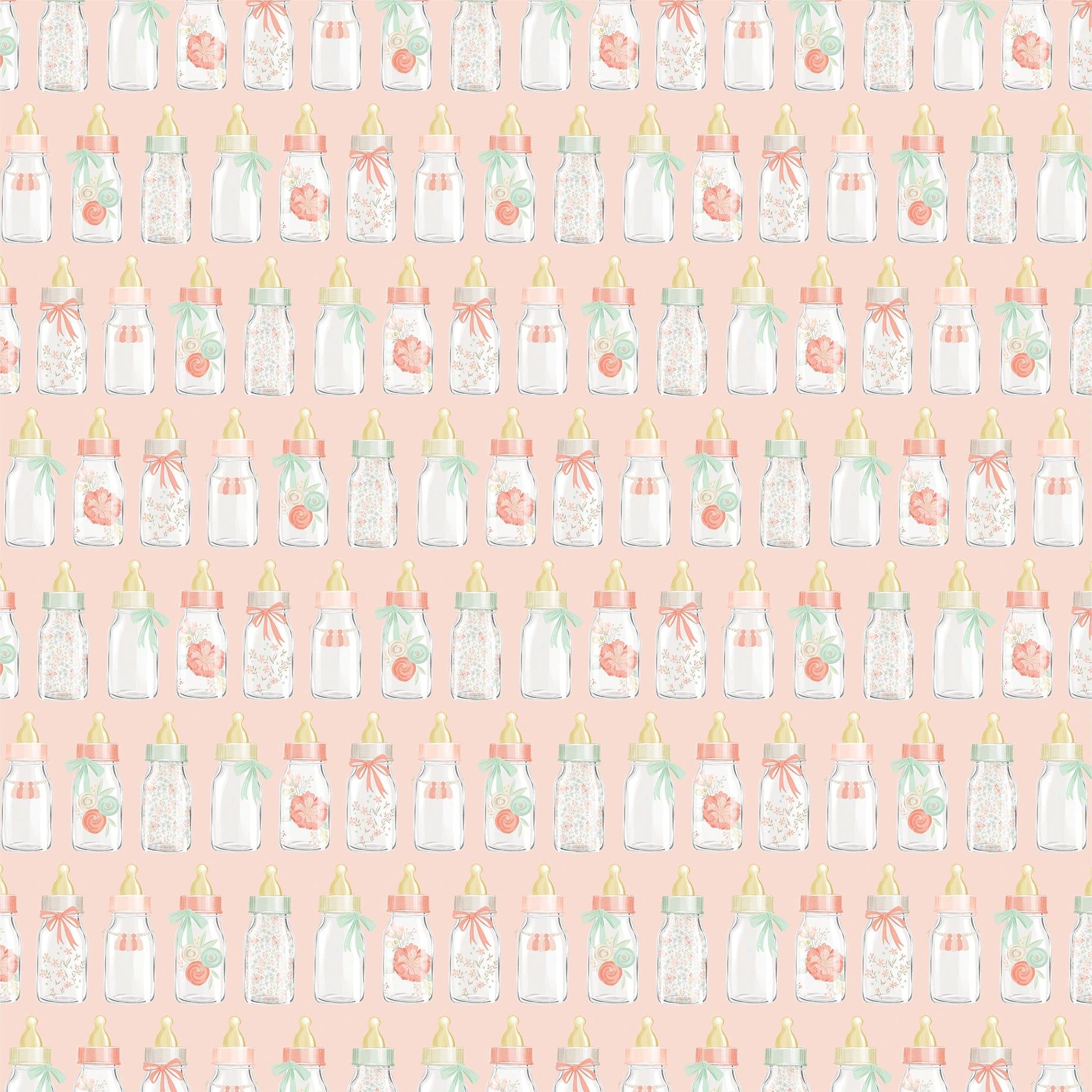 It's A Girl Collection Girl Baby Bottles 12 x 12 Double-Sided Scrapbook Paper by Echo Park Paper - Scrapbook Supply Companies