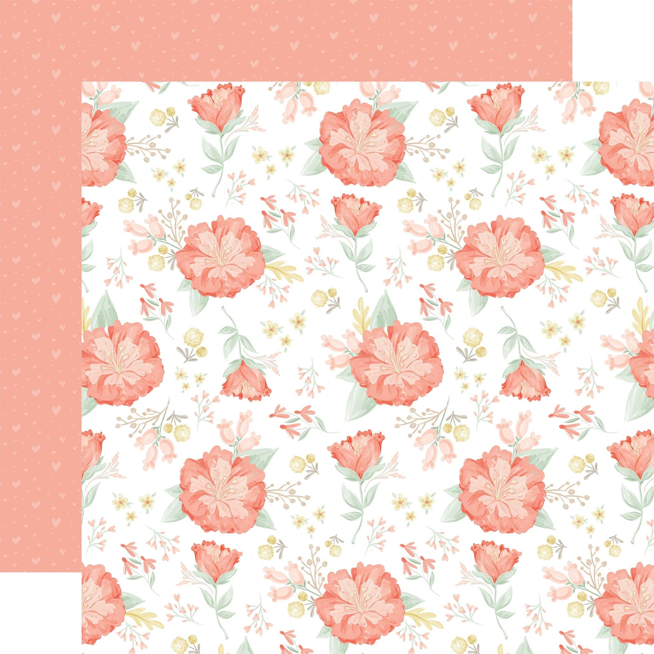 It's A Girl Collection Blushing Blooms 12 x 12 Double-Sided Scrapbook Paper by Echo Park Paper - Scrapbook Supply Companies