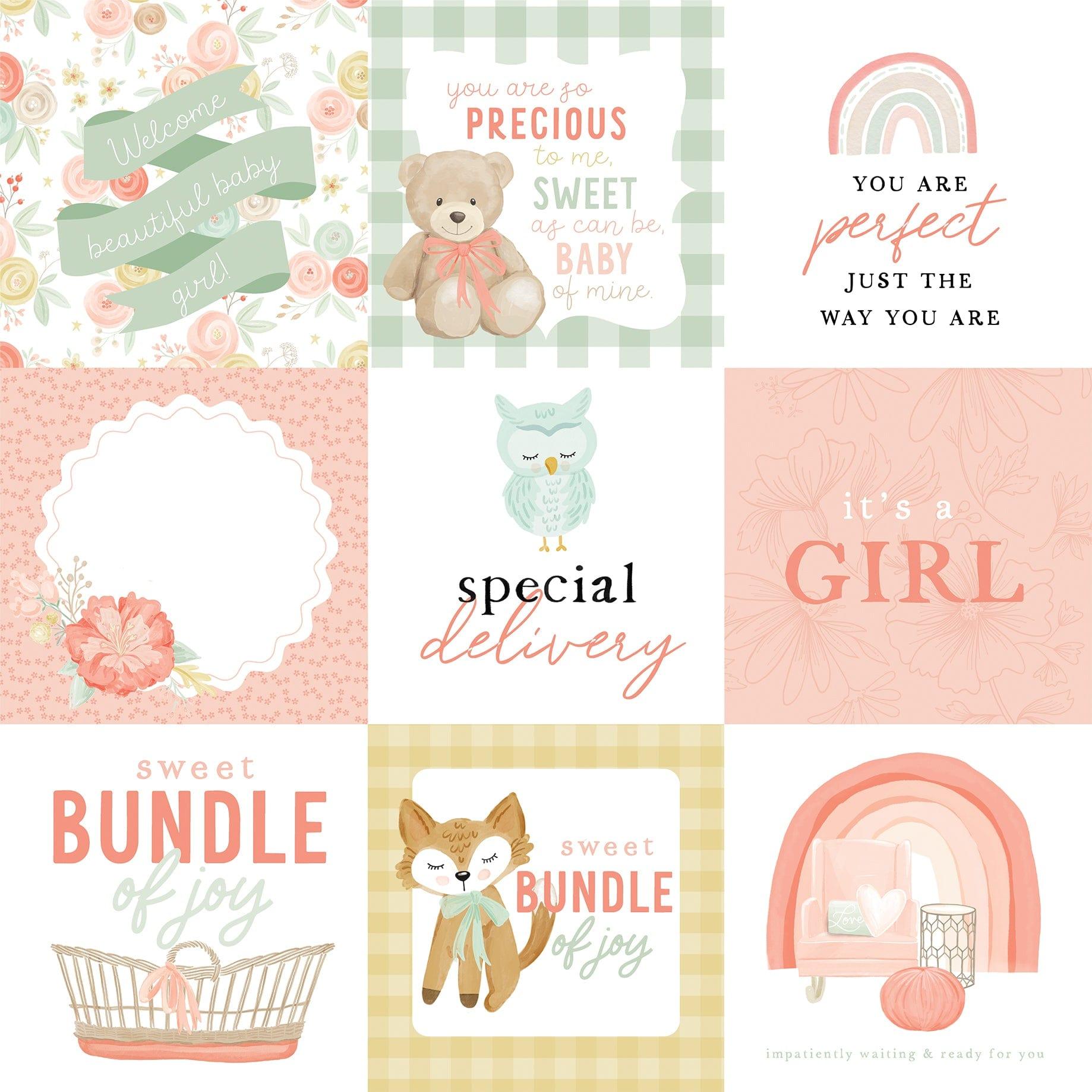 It's A Girl Collection 4 x 4 Journaling Cards 12 x 12 Double-Sided Scrapbook Paper by Echo Park Paper - Scrapbook Supply Companies