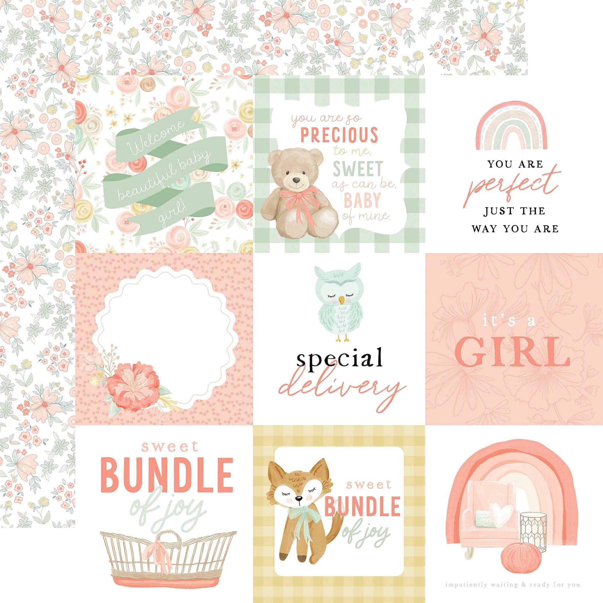 It's A Girl Collection 4 x 4 Journaling Cards 12 x 12 Double-Sided Scrapbook Paper by Echo Park Paper - Scrapbook Supply Companies