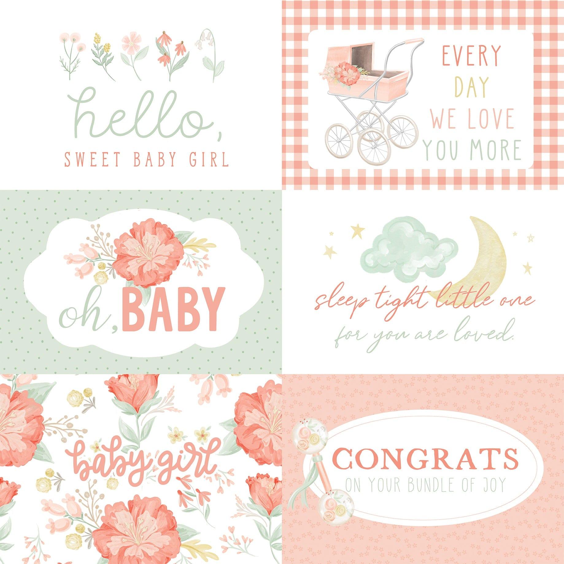 It's A Girl Collection 6 x 4 Journaling Cards 12 x 12 Double-Sided Scrapbook Paper by Echo Park Paper - Scrapbook Supply Companies