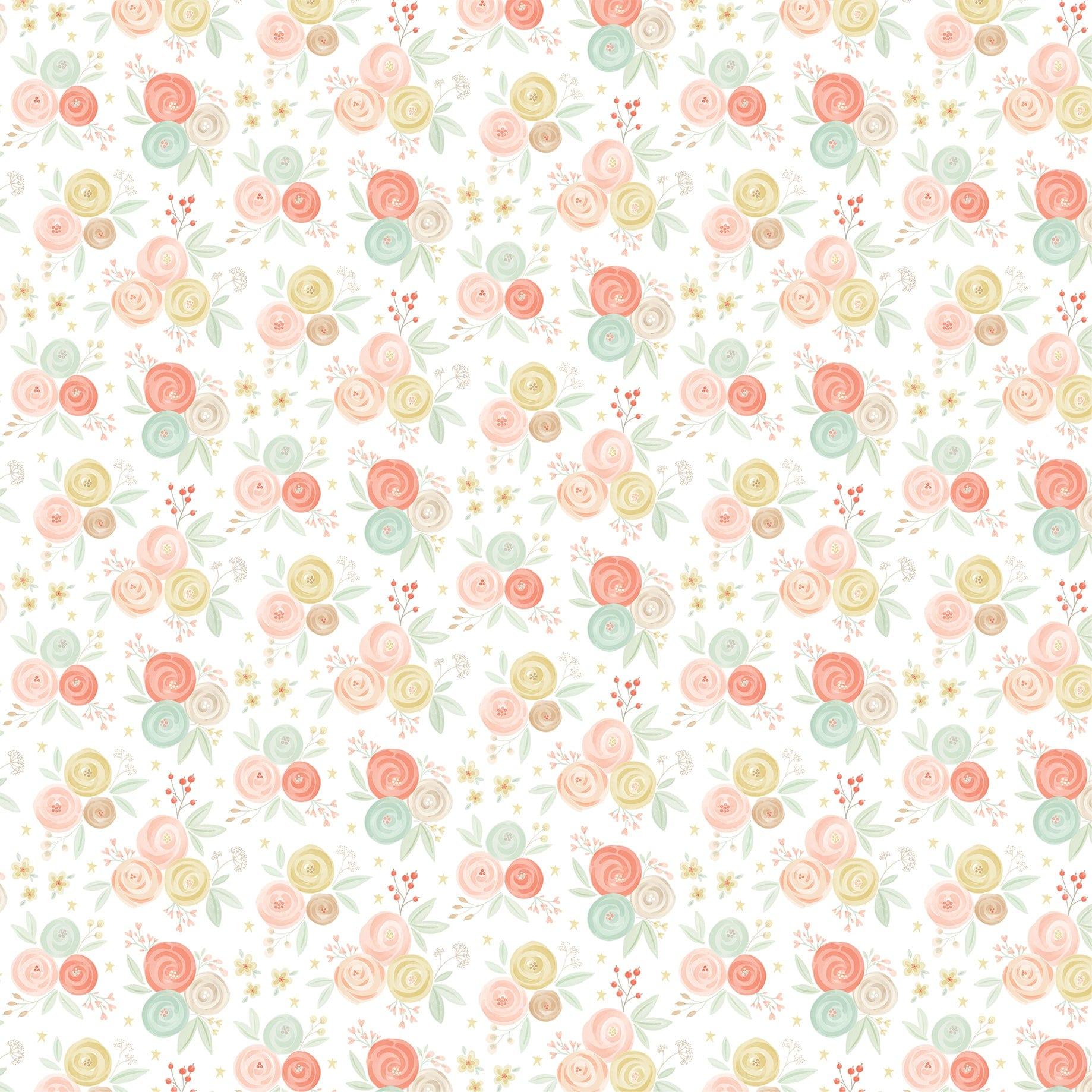It's A Girl Collection Nursery Room Flowers 12 x 12 Double-Sided Scrapbook Paper by Echo Park Paper - Scrapbook Supply Companies