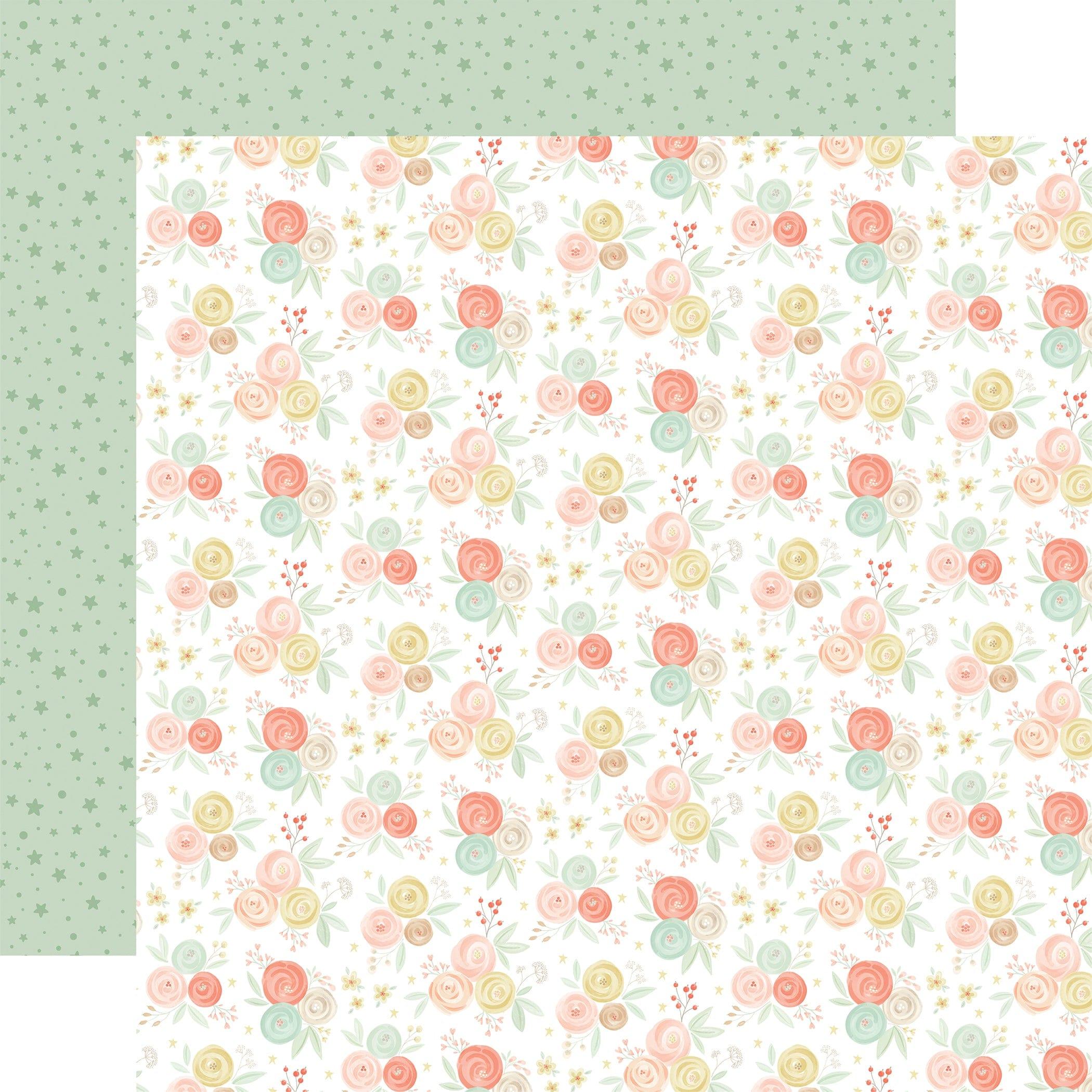 It's A Girl Collection Nursery Room Flowers 12 x 12 Double-Sided Scrapbook Paper by Echo Park Paper - Scrapbook Supply Companies