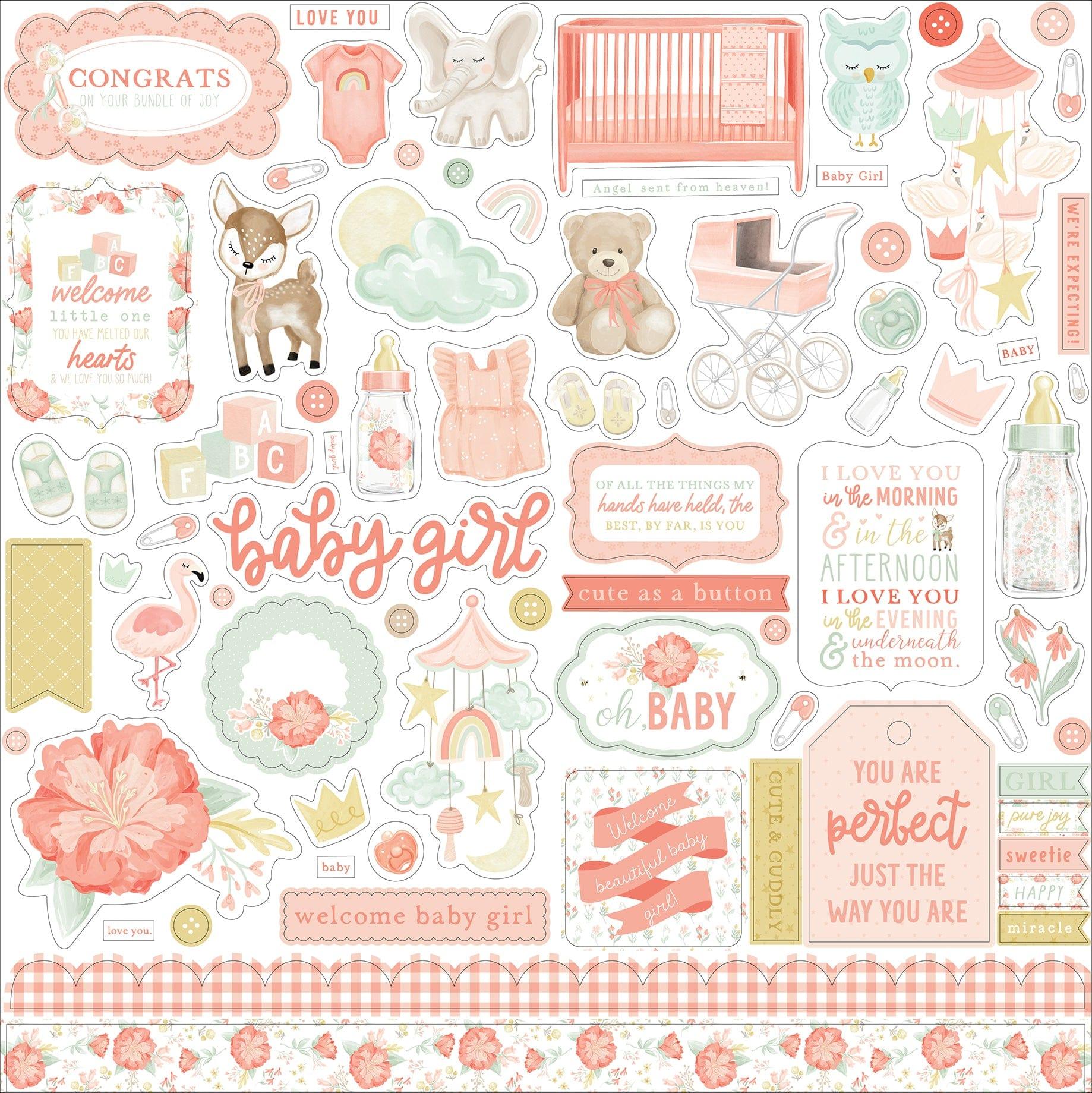 It's a Girl Collection 12 x 12 Double-Sided Scrapbook Paper Kit & Sticker Sheet by Echo Park Paper - 13 Pieces - Scrapbook Supply Companies